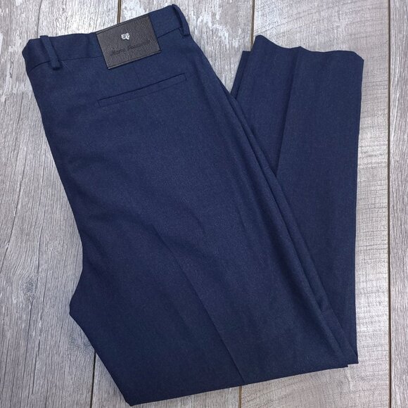 Marco Pescarolo Pants Mens 56 40x29 Blue New York Wool Silk Tapered Leg - Picture 1 of 8